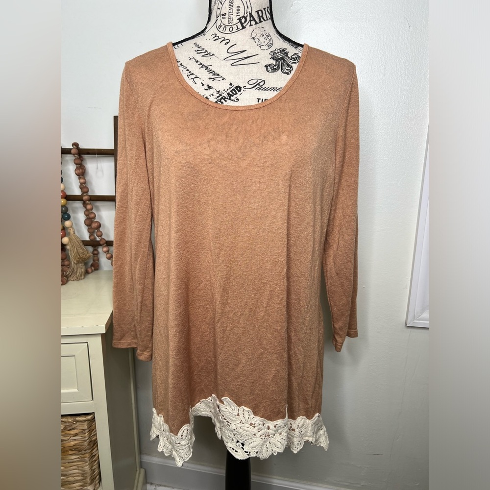 Charming Charlie Lace & Tie Long Sleeve Sweater